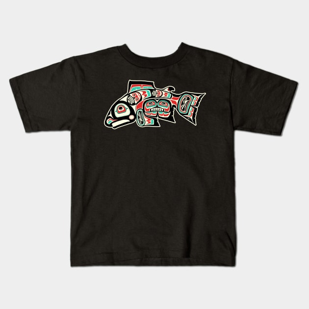 Alaskan Salmon Kids T-Shirt by ZugArt01